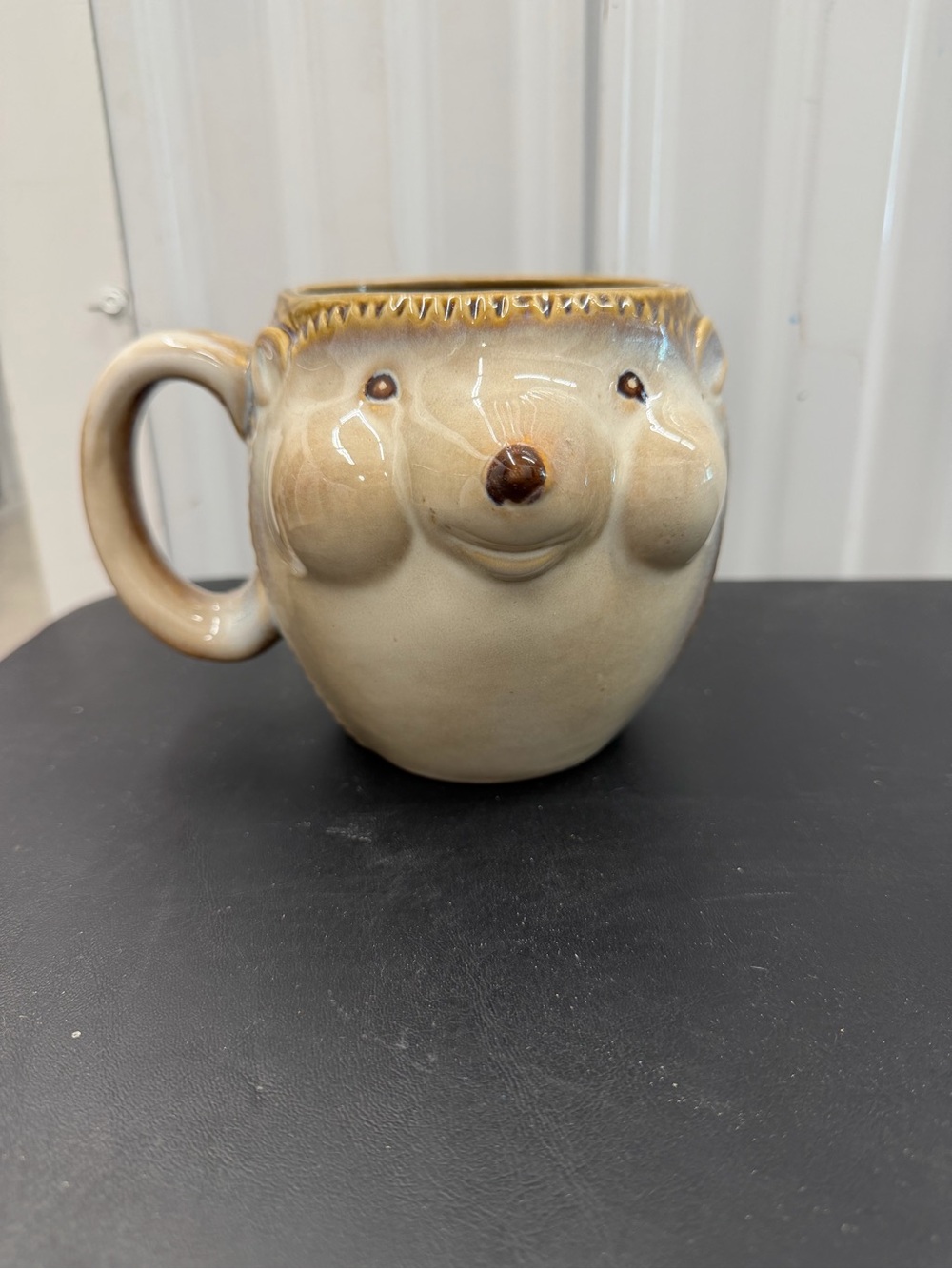 Whimsical Beige Hedgehog Ceramic Mug